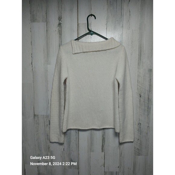 Garnet Hill Women's Small Lambswool  Angora Blend Sweater Cream - Picture 5 of 5